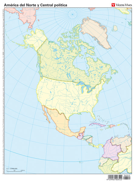 Mapa Mudo America Norte Politic N/E
